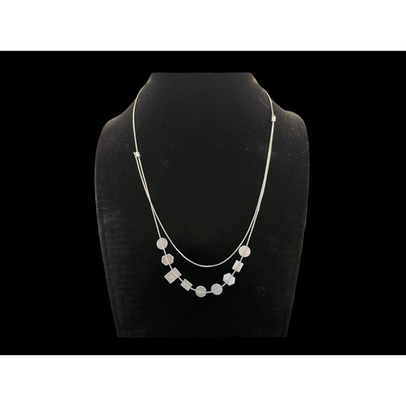 NWT Madewell Holding Pattern Silver Tone Double Strand Geometric Necklace - Picture 1 of 5